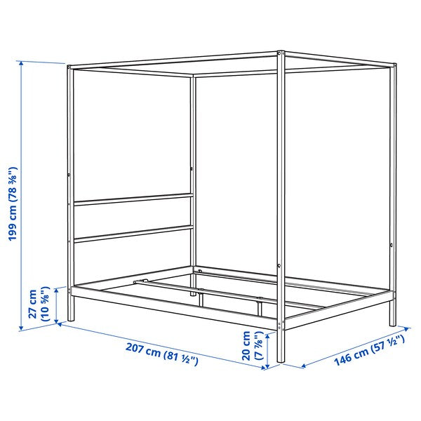 VITARNA - Canopy bed frame, white Luröy/Skådis,140x200 cm