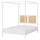VITARNA - Canopy bed frame, white Luröy/Skådis wood,140x200 cm