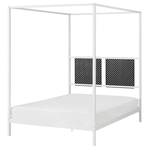 VITARNA - Canopy bed frame, white Luröy/Skådis black,140x200 cm