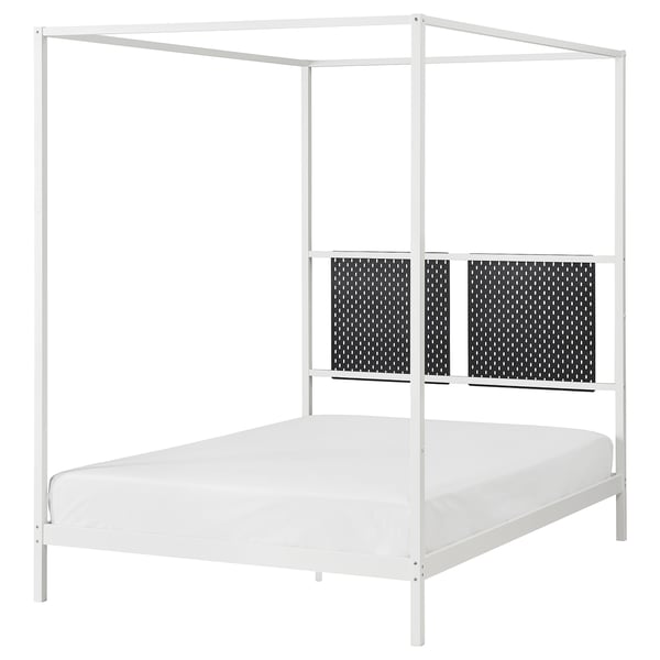 VITARNA four-poster bed frame, white Luröy/Skådis black, 140x200 cm