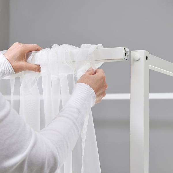 VITARNA four-poster bed frame, white Luröy/Skådis black, 140x200 cm