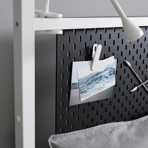 VITARNA four-poster bed frame, white Luröy/Skådis black, 140x200 cm