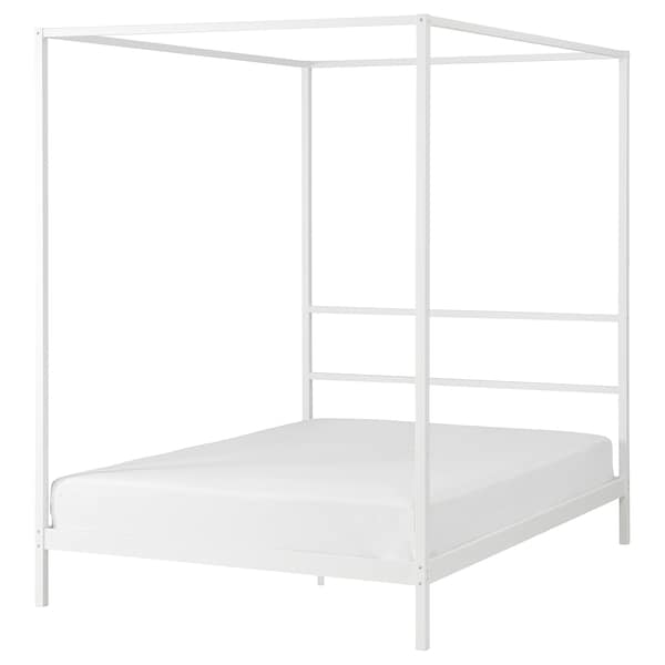 VITARNA - Canopy bed frame, white/Luröy,140x200 cm