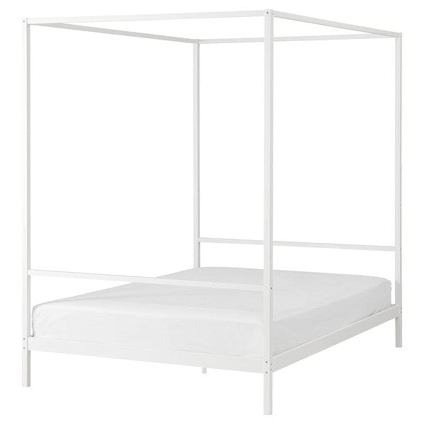 Ikea VITARNA - Canopy bed frame, white/Luröy,140x200 cm