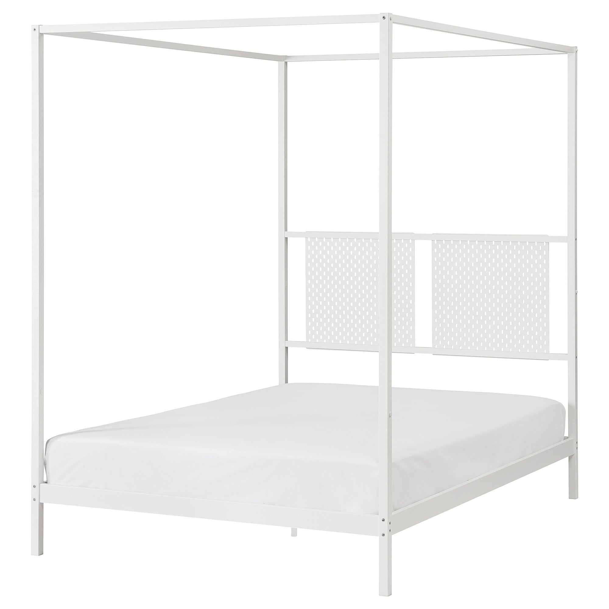 VITARNA four-poster bed frame, white/Skådis white, 140x200 cm