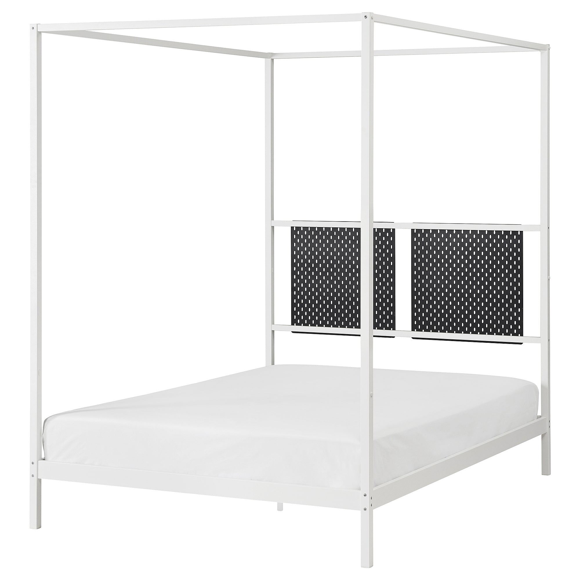 VITARNA four-poster bed frame, white/Skådis black, 140x200 cm