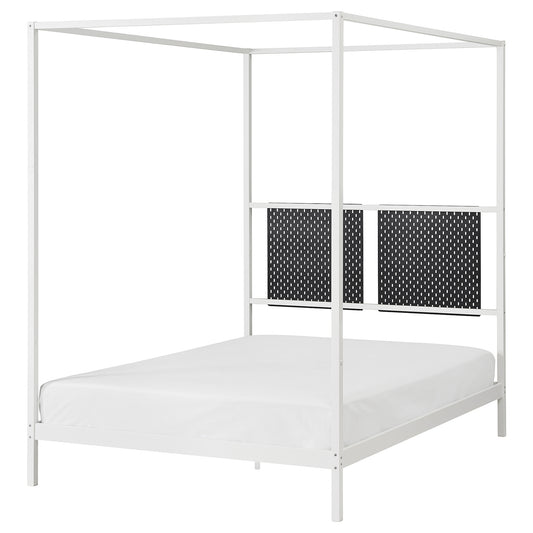 VITARNA four-poster bed frame, white/Skådis black, 140x200 cm