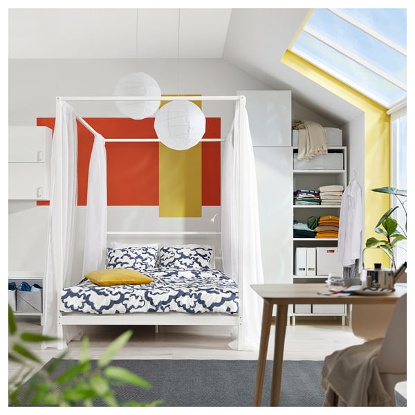 VITARNA four-poster bed frame, white, 140x200 cm