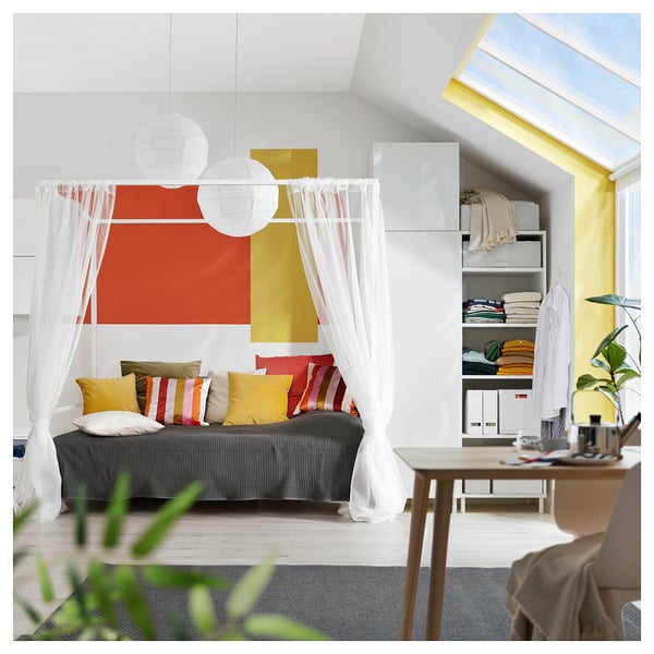 VITARNA four-poster bed frame, white, 140x200 cm