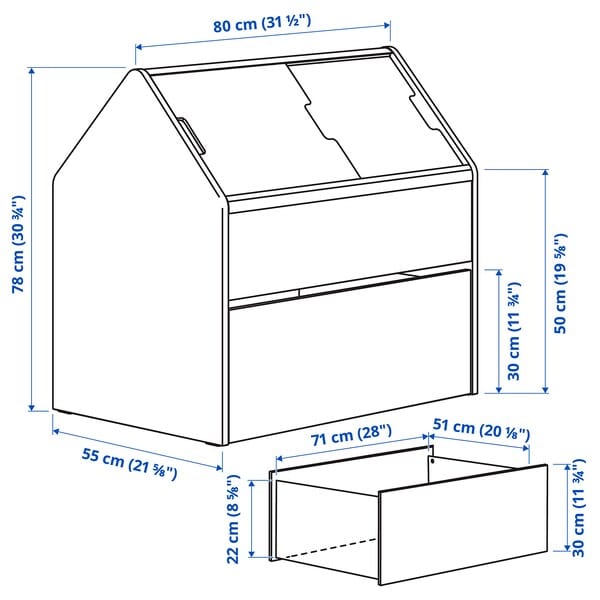 Ikea VITBJÖRN - Storage unit with drawer, white/red, 80x55x78 cm