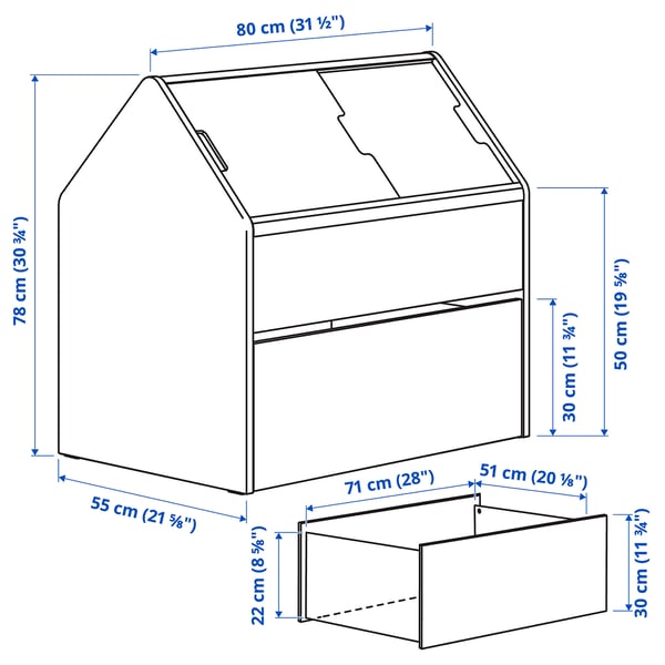 VITBJÖRN - VITBJÖRN Storage unit with drawer, white/red, 80x55x78 cm
