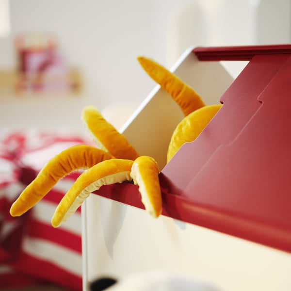 VITBJÖRN storage unit with drawer, white/red, 80x55x78 cm