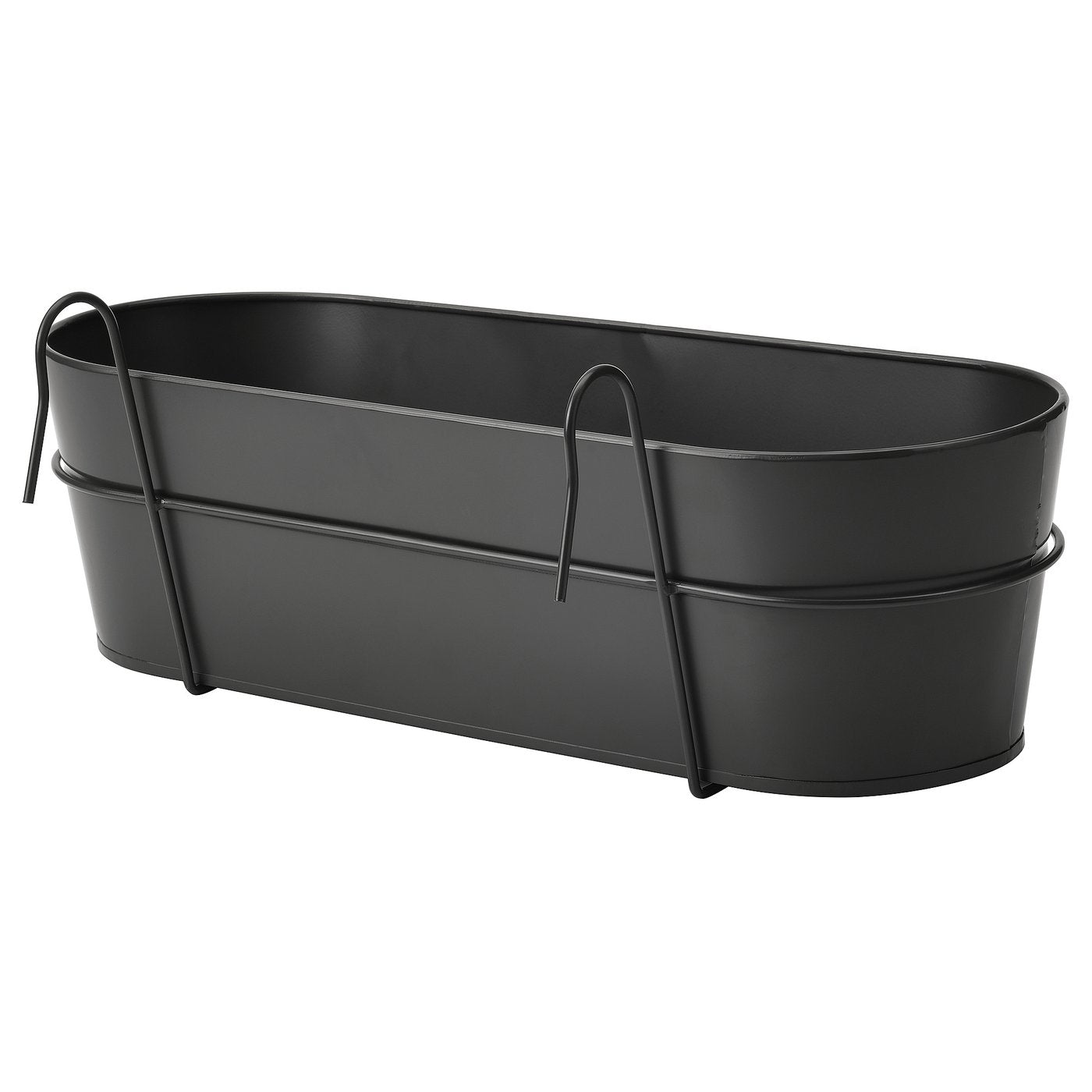 VITLÖK flower box with holder, in/outdoor/anthracite, 56x20 cm