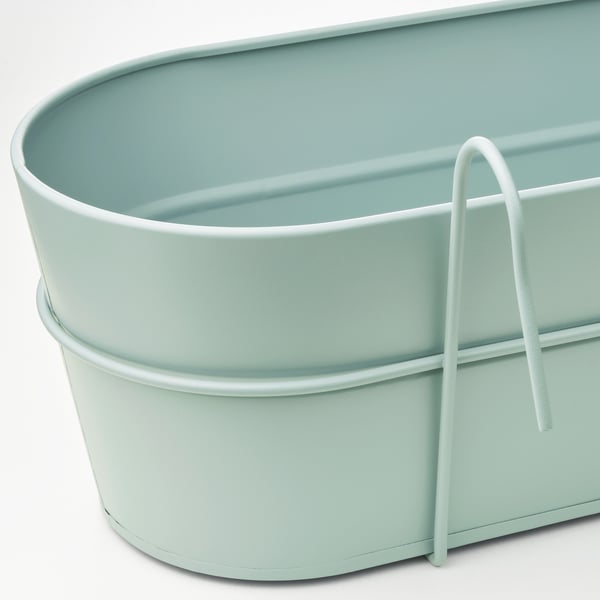 VITLÖK - VITLÖK Flower box with holder, in/outdoor/turquoise, 56x20 cm
