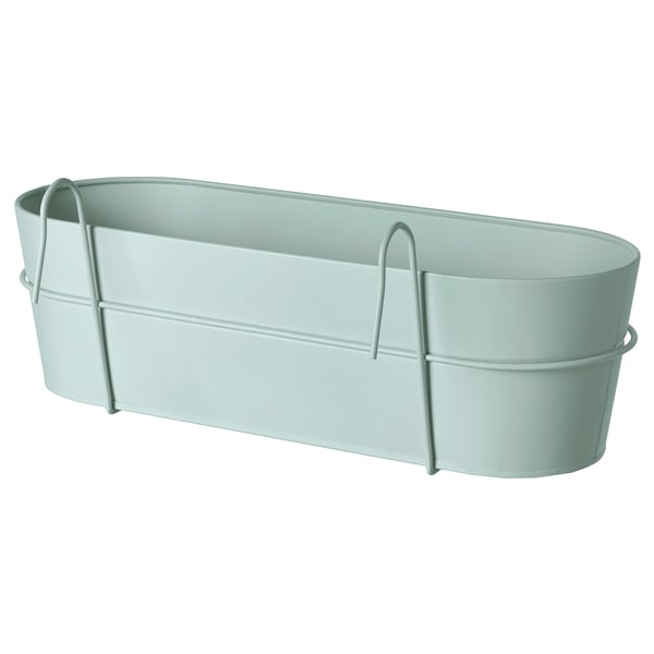 VITLÖK - VITLÖK Flower box with holder, in/outdoor/turquoise, 56x20 cm