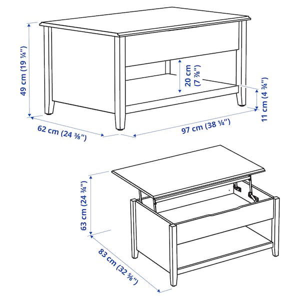 Ikea VITTERYD - Adjustable coffee table, white, 97 cm