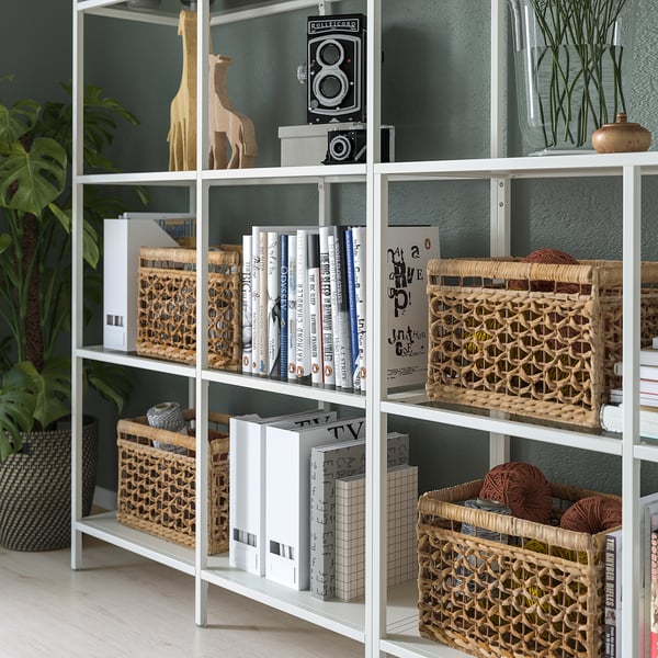 VITTSJÖ storage combination, white/glass, 200x36x175 cm