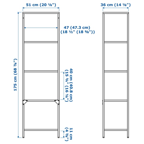 VITTSJÖ shelving unit, white/glass, 51x175 cm