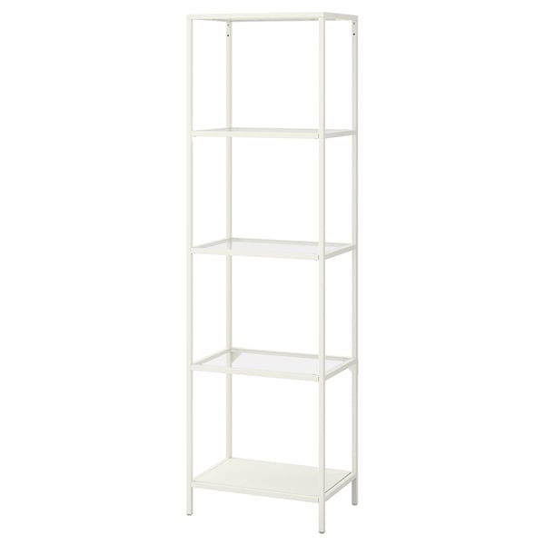VITTSJÖ shelving unit, white/glass, 51x175 cm