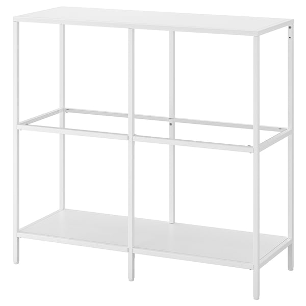 VITTSJÖ shelving unit, white/glass, 100x93 cm