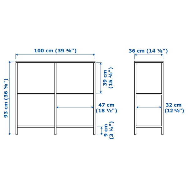 VITTSJÖ shelving unit, black-brown/glass, 100x93 cm
