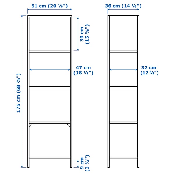 VITTSJÖ - VITTSJÖ Shelving unit, black-brown/glass, 51x175 cm