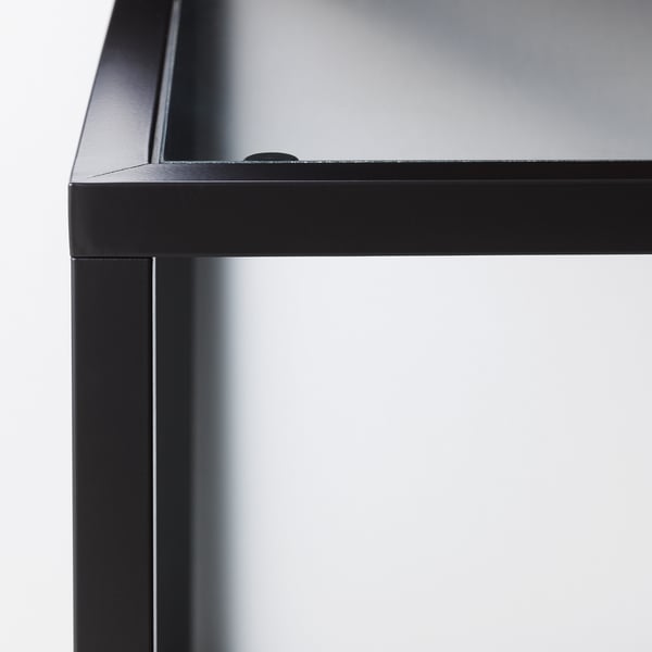 VITTSJÖ nest of tables, set of 2, black-brown/glass, 90x50 cm