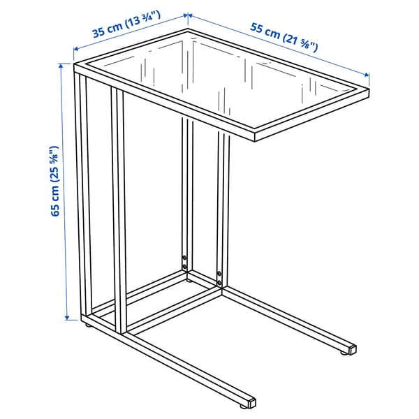 VITTSJÖ laptop stand, black-brown/glass, 35x65 cm