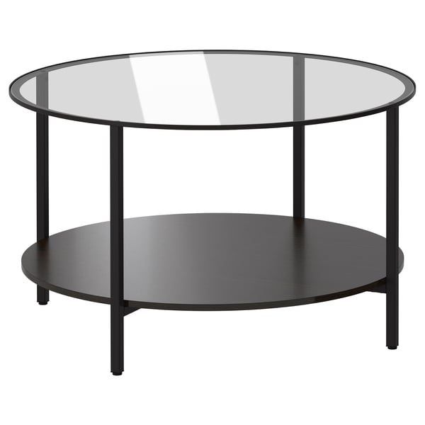VITTSJÖ coffee table, black-brown/glass, 75 cm