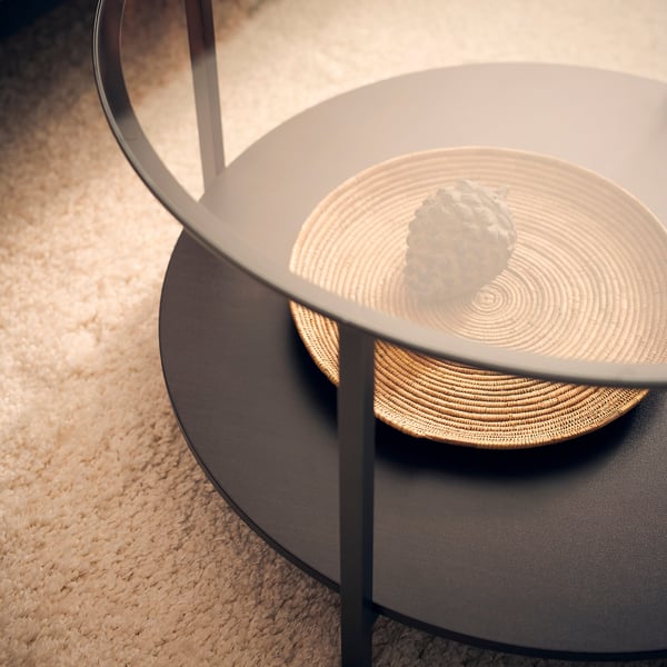 VITTSJÖ coffee table, black-brown/glass, 75 cm