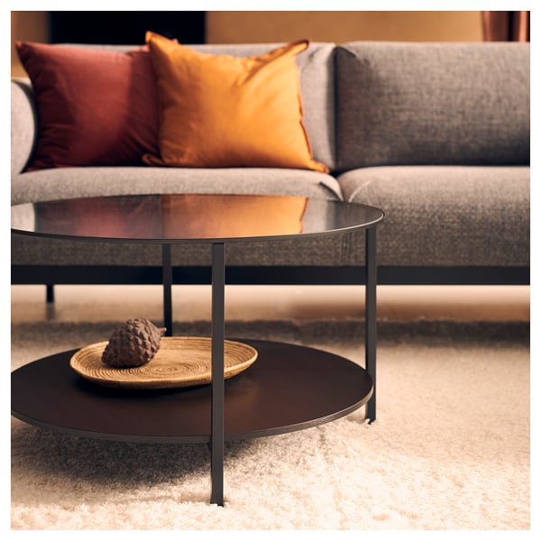 VITTSJÖ - VITTSJÖ Coffee table, black-brown/glass, 75 cm