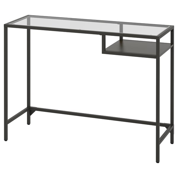 VITTSJÖ - VITTSJÖ Laptop table, black-brown/glass, 100x36 cm