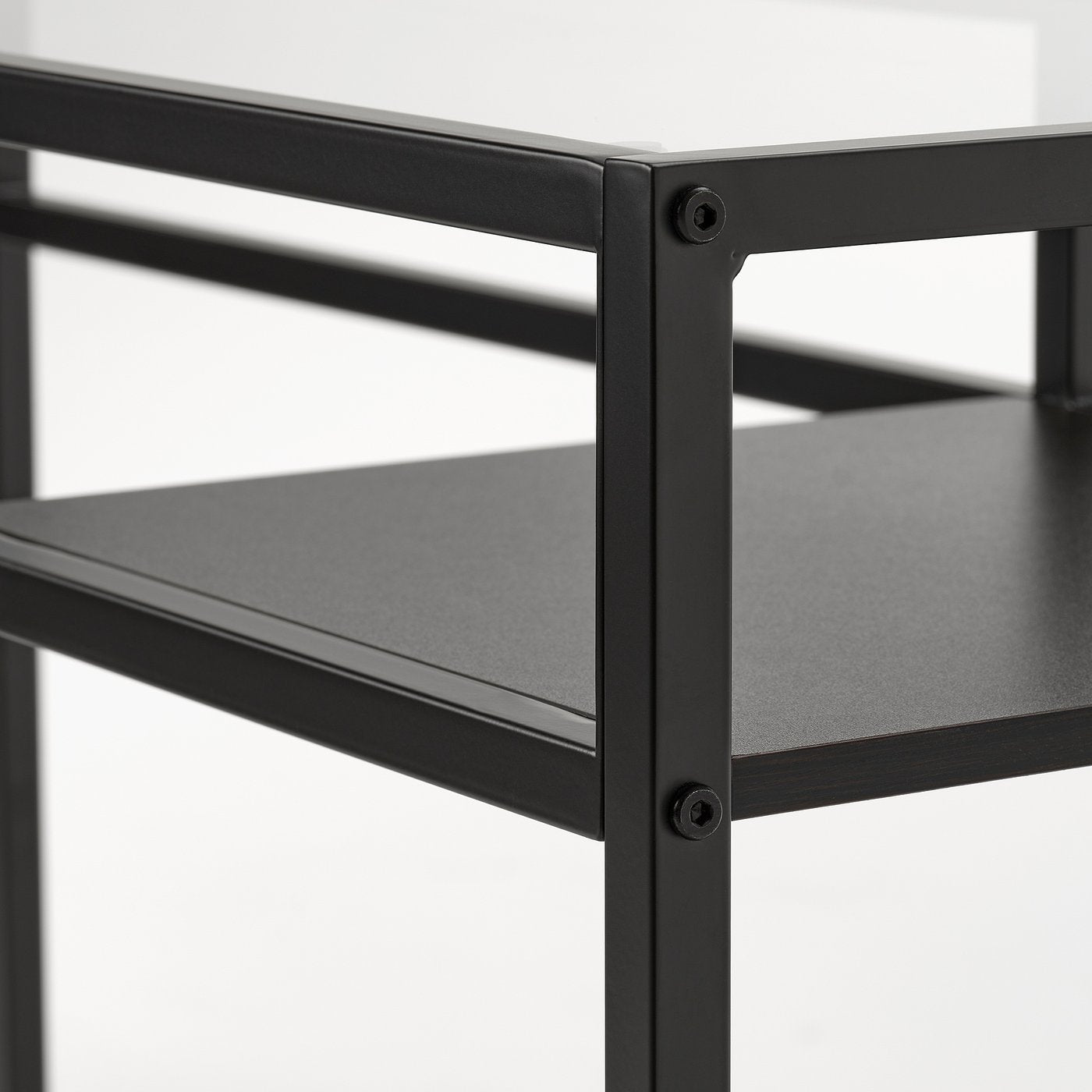 VITTSJÖ laptop table, black-brown/glass, 100x36 cm