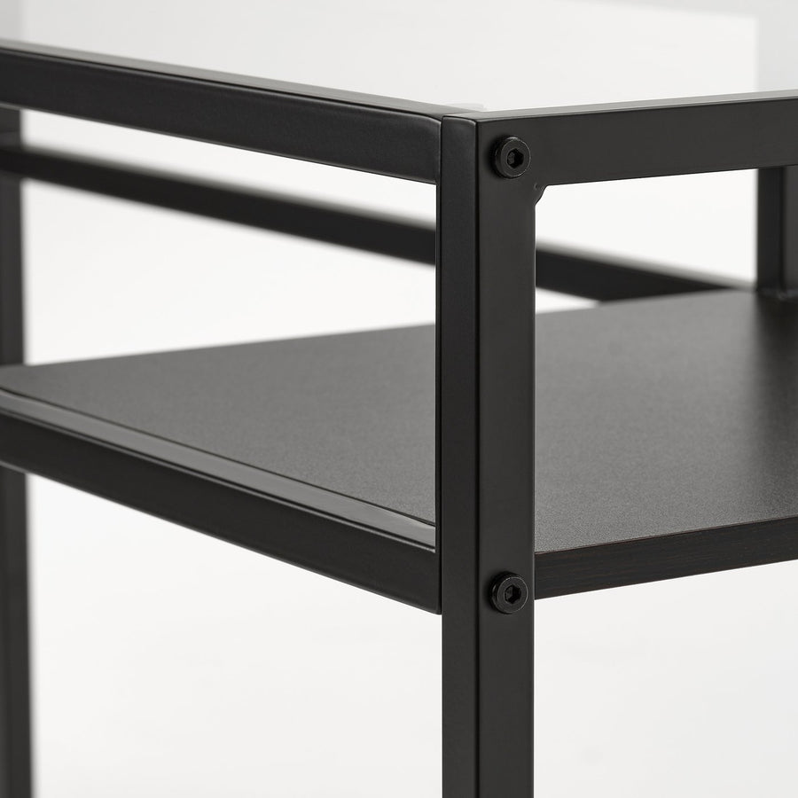 VITTSJÖ laptop table, black-brown/glass, 100x36 cm