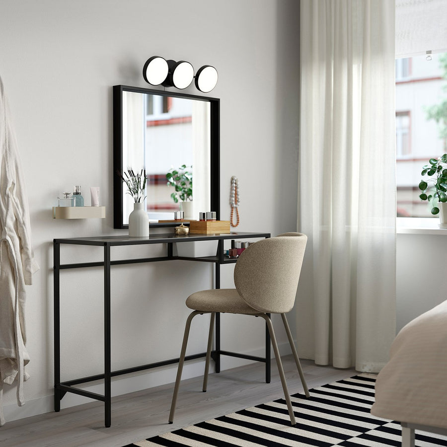 VITTSJÖ laptop table, black-brown/glass, 100x36 cm
