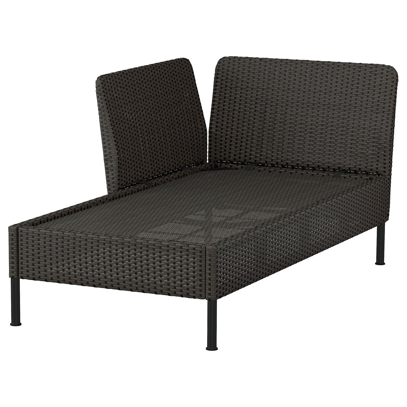 VITTSKÄR modular chaise longue, with armrest outdoor/plastic rattan dark grey, 80x79x169 cm