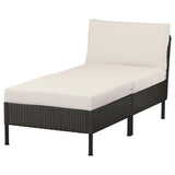 VITTSKÄR modular chaise longue, outdoor plastic rattan dark grey/Frösön/Duvholmen beige, 80 cm