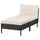 VITTSKÄR modular chaise longue, outdoor plastic rattan dark grey/Frösön/Duvholmen beige, 80 cm