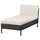 VITTSKÄR modular chaise longue, outdoor plastic rattan dark grey/Frösön/Duvholmen beige, 80x79x169 cm