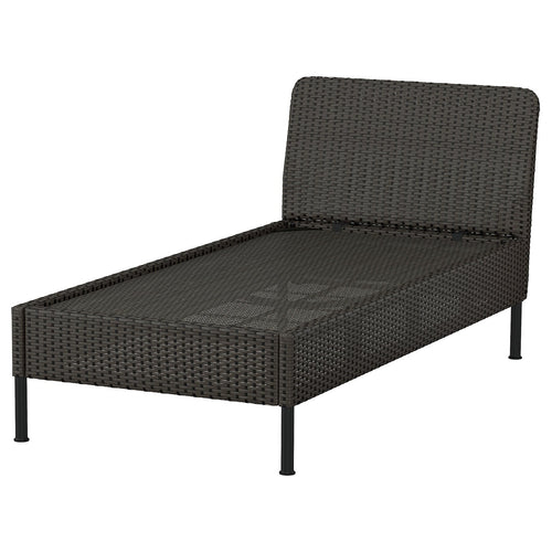 VITTSKÄR modular chaise longue, outdoor/plastic rattan dark grey, 80x79x169 cm