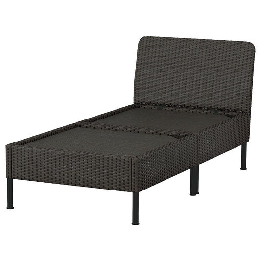 VITTSKÄR modular chaise longue, outdoor/plastic rattan dark grey, 80x79x169 cm