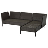 VITTSKÄR 3-seat sofa with chaise longue, armrests outdoor/plastic rattan dark grey, 258x79x89 cm