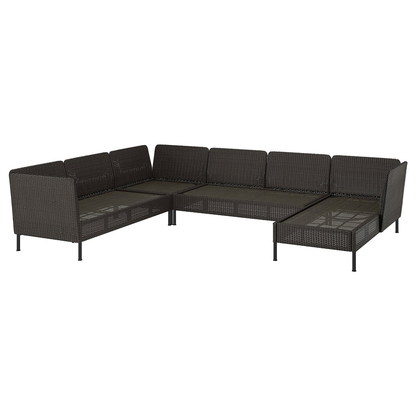 VITTSKÄR 5-seat modular corner sofa, outdoor/plastic rattan dark grey, 320x79x169 cm
