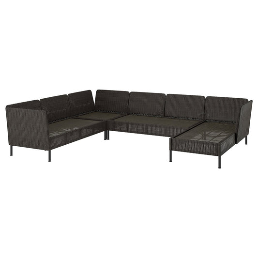 VITTSKÄR 5-seat modular corner sofa, outdoor/plastic rattan dark grey, 320x79x169 cm