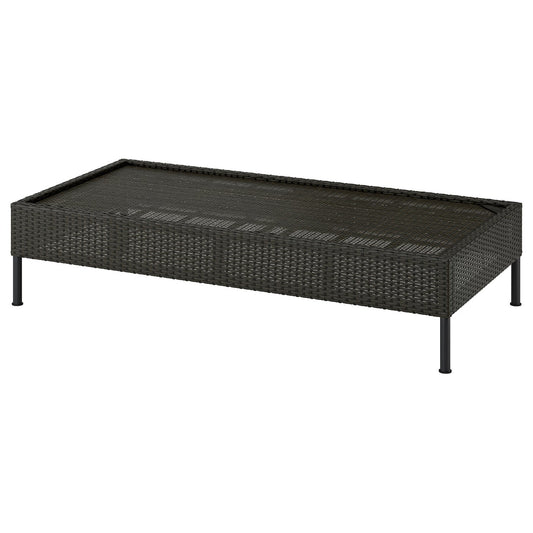 VITTSKÄR 2-seat section for modular sofa, plastic rattan outdoor/dark grey, 160x36x80 cm