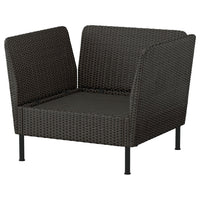 VITTSKÄR modular lounge chair, plastic rattan dark grey, 98x79x89 cm