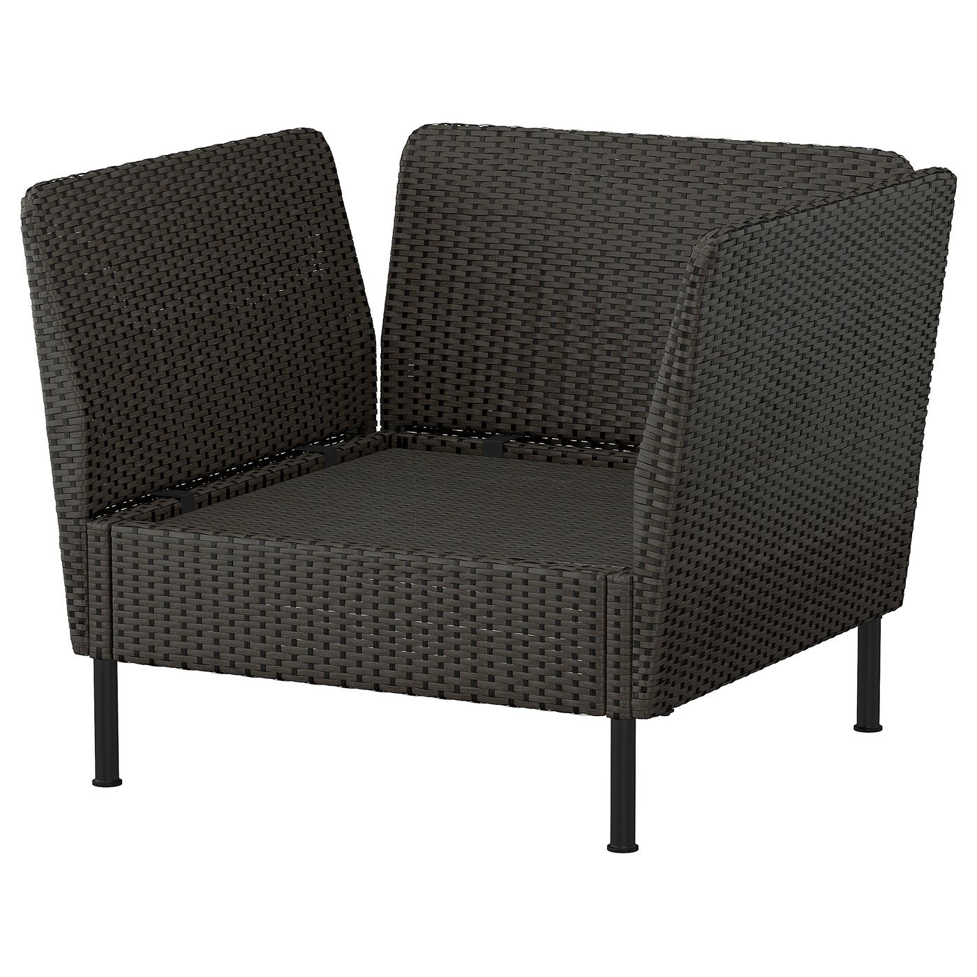 VITTSKÄR modular lounge chair, plastic rattan dark grey, 98x79x89 cm