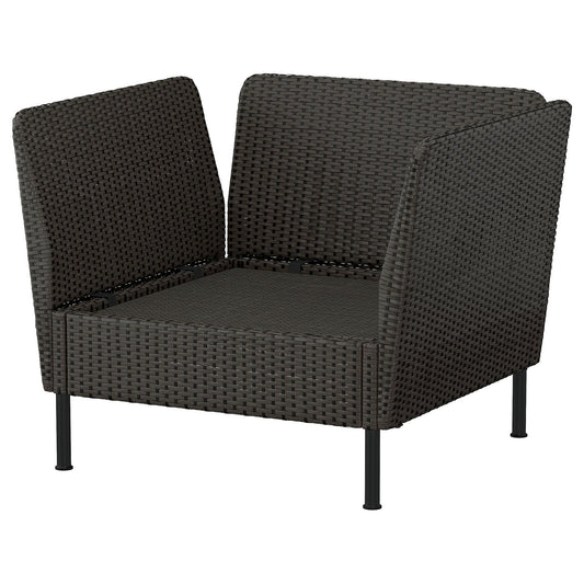 VITTSKÄR modular lounge chair, plastic rattan dark grey, 80x79x89 cm