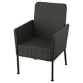VITTSKÄR chair with armrests, plastic rattan outdoor/dark grey, 59x95x64 cm