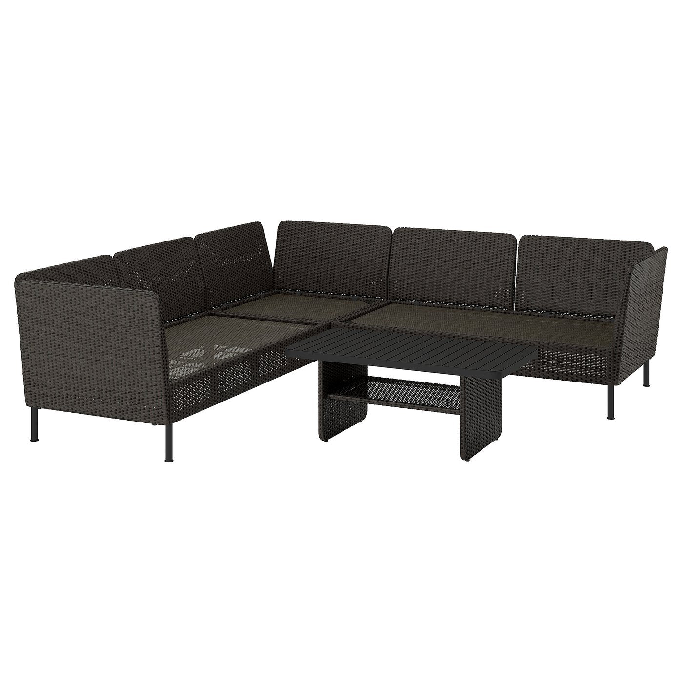 VITTSKÄR 4-seat conversation set, outdoor, outdoor/plastic rattan dark grey, 110x58 cm